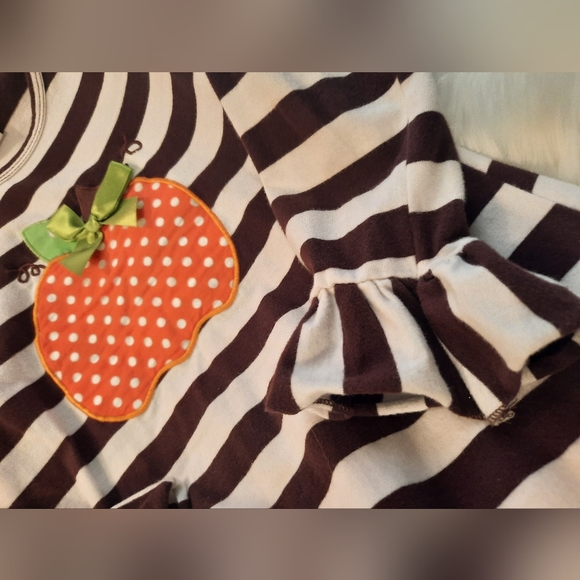 Girls Fall/Thanksgiving Dress with Pumpkin Apilque Ruffle Trim Size:XXL - Picture 6 of 10